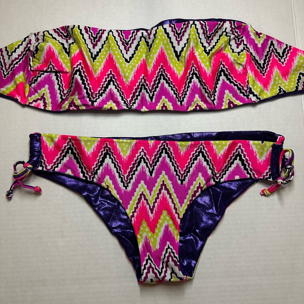 BABALU - Strapless Vibrant Zigzag Kids Swim Set - NEW, never used